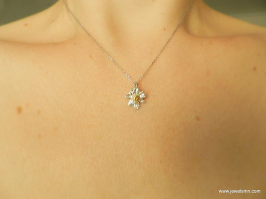 Chamomile Pendant Necklace: Healing Symbol Jewelry (Gold Plated Brass)