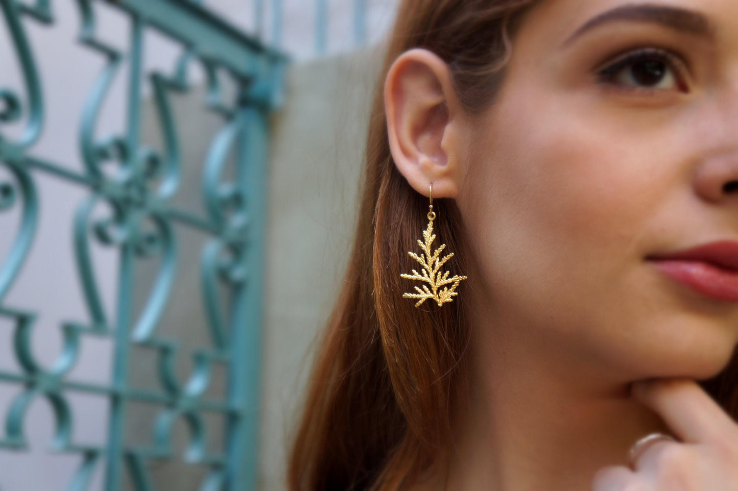 Cypress Leaf Earrings: Lightweight Dangle - Gold or Silver